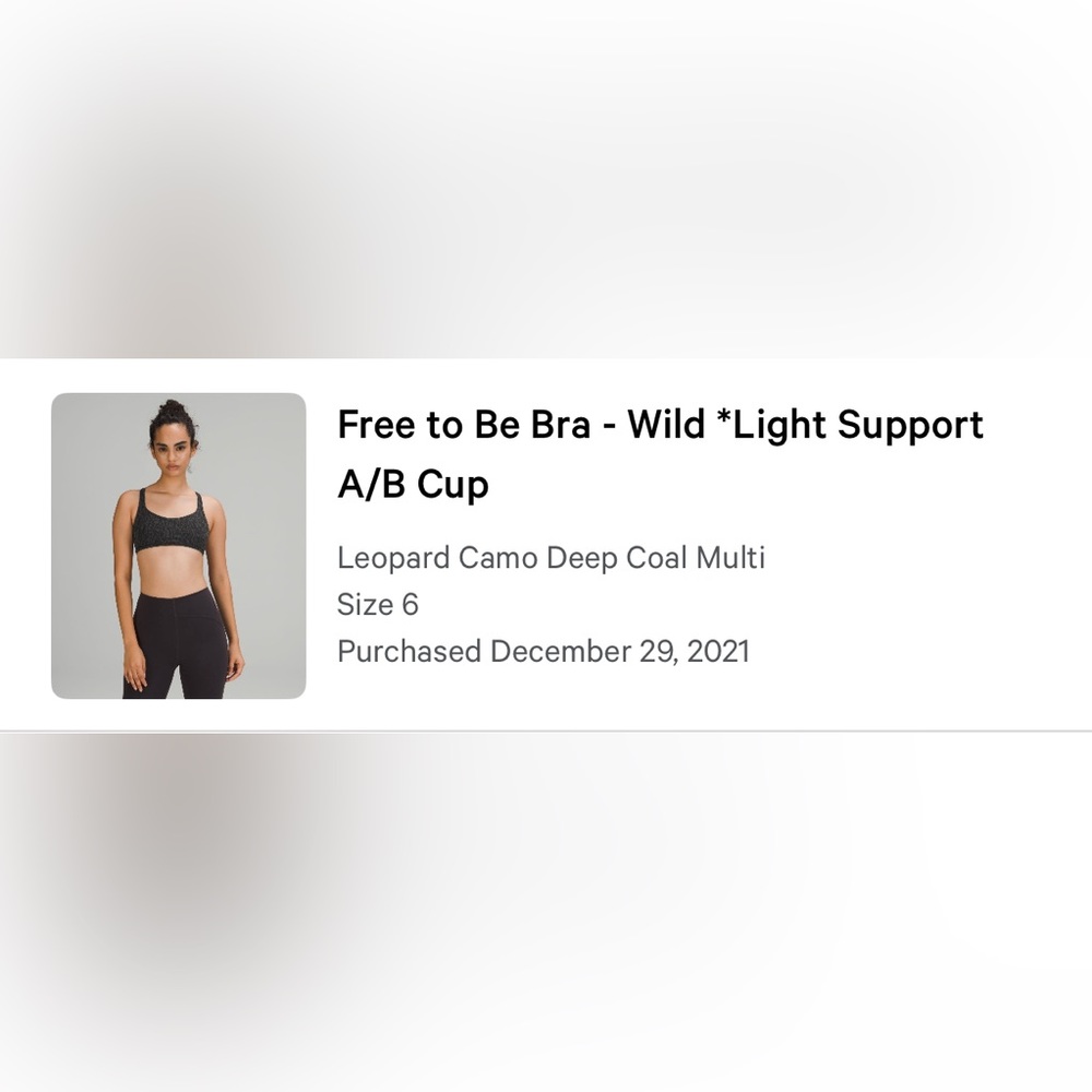 lululemon free to be sports bra size 6